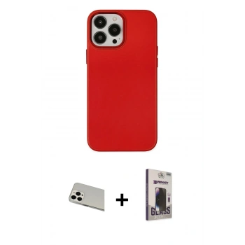 MARSİLYAN™- iPhone 13 Pro Max Kılıf Çekirdek Çizgi - Siyah Bilvis Hayalet Cam Ekran Koruyucu + Rainbow Kamera Lens Koruma Cam - BZ