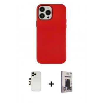 MARSİLYAN™- iPhone 13 Pro Max Kılıf Çekirdek Çizgi - Siyah Bilvis Hayalet Cam Ekran Koruyucu + Shine Kamera Lens - GD