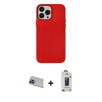 MARSİLYAN™- iPhone 13 Pro Max Kılıf Çekirdek Çizgi - Siyah Bilvis Hayalet Cam Ekran Koruyucu + Rainbow Kamera Lens Koruma Cam - MI