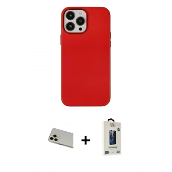 MARSİLYAN™- iPhone 13 Pro Max Kılıf Çekirdek Çizgi - Siyah Bilvis Hayalet Cam Ekran Koruyucu + Rainbow Kamera Lens Koruma Cam - REGD