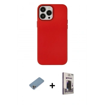MARSİLYAN™- iPhone 13 Pro Max Kılıf Çekirdek Çizgi - Siyah Bilvis Hayalet Cam Ekran Koruyucu + Shine Kamera Lens Koruma Cam - GI