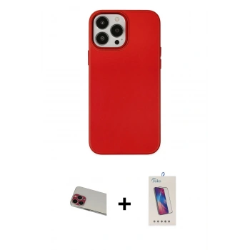 MARSİLYAN™- iPhone 13 Pro Max Kılıf Çekirdek Çizgi - Siyah Joko 5D Cam + Rainbow Kamera Lens Koruma Cam - KI