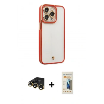 MARSİLYAN™- iPhone 13 Pro Max Kılıf Çekirdek Klasik Serisi - Siyah 6D Mat Seramik Hayalet Nano Ekran Koruyucu + Raze Metal Kamera Lens - GD