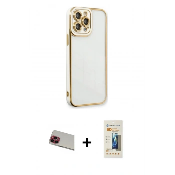 MARSİLYAN™- iPhone 13 Pro Max Kılıf Çekirdek Klasik Serisi - Siyah 6D Mat Seramik Hayalet Nano Ekran Koruyucu + Rainbow Kamera Lens Koruma Cam - KI