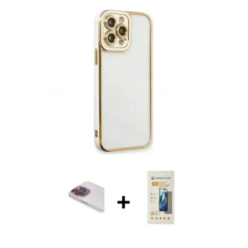 MARSİLYAN™- iPhone 13 Pro Max Kılıf Çekirdek Klasik Serisi - Siyah 6D Mat Seramik Hayalet Nano Ekran Koruyucu + Pers Alüminyum Kamera Lens - GI