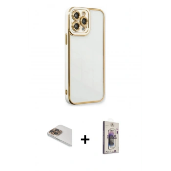 MARSİLYAN™- iPhone 13 Pro Max Kılıf Çekirdek Klasik Serisi - Siyah Bilvis 3D Cam Ekran Koruyucu + Pers Alüminyum Kamera Lens - GD