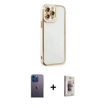 MARSİLYAN™- iPhone 13 Pro Max Kılıf Çekirdek Klasik Serisi - Siyah Bilvis 3D Cam Ekran Koruyucu + Neon Fosforlu Kamera Lens - MI