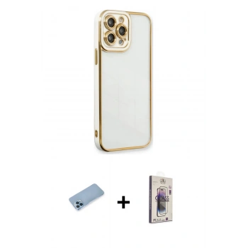 MARSİLYAN™- iPhone 13 Pro Max Kılıf Çekirdek Klasik Serisi - Siyah Bilvis 3D Cam Ekran Koruyucu + Shine Kamera Lens Koruma Cam - MI
