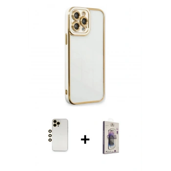 MARSİLYAN™- iPhone 13 Pro Max Kılıf Çekirdek Klasik Serisi - Siyah Bilvis 3D Cam Ekran Koruyucu + Shine Kamera Lens - GD
