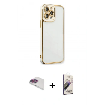 MARSİLYAN™- iPhone 13 Pro Max Kılıf Çekirdek Klasik Serisi - Siyah Bilvis 3D Mat Cam Ekran Koruyucu + Pers Alüminyum Kamera Lens - GI