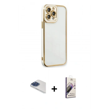 MARSİLYAN™- iPhone 13 Pro Max Kılıf Çekirdek Klasik Serisi - Siyah Bilvis 3D Mat Cam Ekran Koruyucu + Pers Alüminyum Kamera Lens - LT