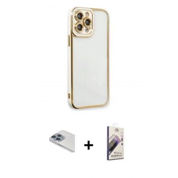 MARSİLYAN™- iPhone 13 Pro Max Kılıf Çekirdek Klasik Serisi - Siyah Bilvis 3D Mat Cam Ekran Koruyucu + Pers Alüminyum Kamera Lens - SABE