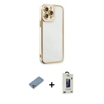 MARSİLYAN™- iPhone 13 Pro Max Kılıf Çekirdek Klasik Serisi - Siyah Bilvis Hayalet Cam Ekran Koruyucu + Shine Kamera Lens Koruma Cam - GI