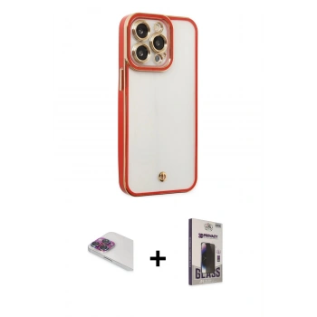 MARSİLYAN™- iPhone 13 Pro Max Kılıf Çekirdek Klasik Serisi - Siyah Bilvis Hayalet Cam Ekran Koruyucu + Pers Alüminyum Kamera Lens - GI