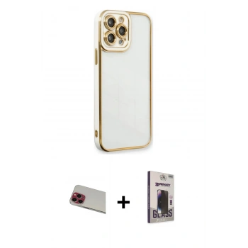 MARSİLYAN™- iPhone 13 Pro Max Kılıf Çekirdek Klasik Serisi - Siyah Bilvis Hayalet Cam Ekran Koruyucu + Rainbow Kamera Lens Koruma Cam - KI