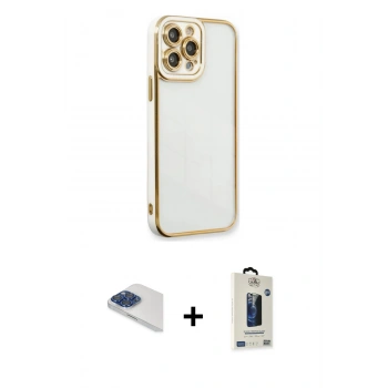 MARSİLYAN™- iPhone 13 Pro Max Kılıf Çekirdek Klasik Serisi - Siyah Bilvis Hayalet Cam Ekran Koruyucu + Pers Alüminyum Kamera Lens - LT