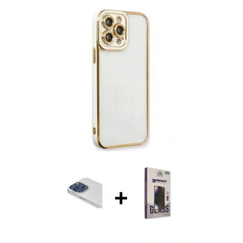 MARSİLYAN™- iPhone 13 Pro Max Kılıf Çekirdek Klasik Serisi - Siyah Bilvis Hayalet Cam Ekran Koruyucu + Pers Alüminyum Kamera Lens - LT