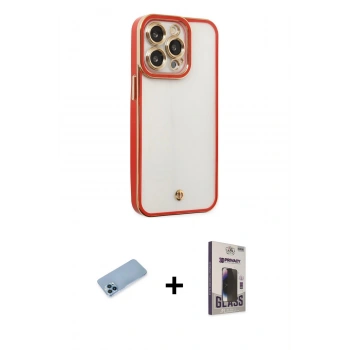 MARSİLYAN™- iPhone 13 Pro Max Kılıf Çekirdek Klasik Serisi - Siyah Bilvis Hayalet Cam Ekran Koruyucu + Shine Kamera Lens Koruma Cam - MI