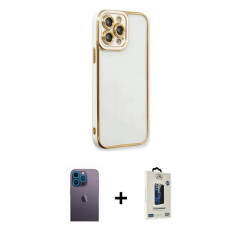 MARSİLYAN™- iPhone 13 Pro Max Kılıf Çekirdek Klasik Serisi - Siyah Bilvis Hayalet Cam Ekran Koruyucu + Neon Fosforlu Kamera Lens - MI