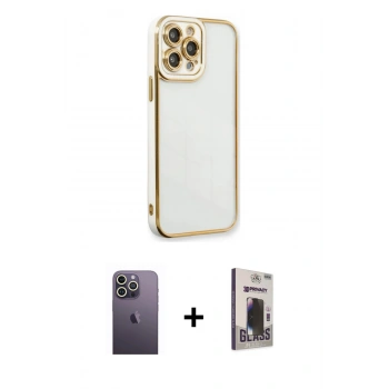 MARSİLYAN™- iPhone 13 Pro Max Kılıf Çekirdek Klasik Serisi - Siyah Bilvis Hayalet Cam Ekran Koruyucu + Neon Fosforlu Kamera Lens - BZ
