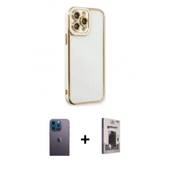 MARSİLYAN™- iPhone 13 Pro Max Kılıf Çekirdek Klasik Serisi - Siyah Bilvis Hayalet Cam Ekran Koruyucu + Neon Fosforlu Kamera Lens - MI