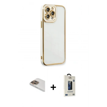MARSİLYAN™- iPhone 13 Pro Max Kılıf Çekirdek Klasik Serisi - Siyah Bilvis Hayalet Cam Ekran Koruyucu + Pers Alüminyum Kamera Lens - GD