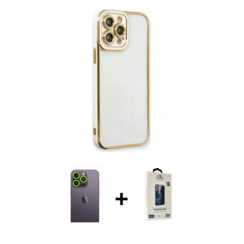 MARSİLYAN™- iPhone 13 Pro Max Kılıf Çekirdek Klasik Serisi - Siyah Bilvis Hayalet Cam Ekran Koruyucu + Neon Fosforlu Kamera Lens - YL