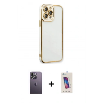 MARSİLYAN™- iPhone 13 Pro Max Kılıf Çekirdek Klasik Serisi - Siyah Joko 5D Cam + Neon Fosforlu Kamera Lens - BZ