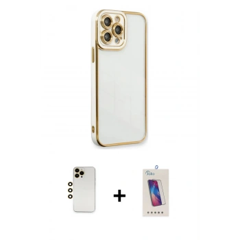 MARSİLYAN™- iPhone 13 Pro Max Kılıf Çekirdek Klasik Serisi - Siyah Joko 5D Cam + Shine Kamera Lens - GD