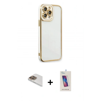 MARSİLYAN™- iPhone 13 Pro Max Kılıf Çekirdek Klasik Serisi - Siyah Joko 5D Cam + Pers Alüminyum Kamera Lens - GD