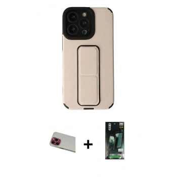 MARSİLYAN™- iPhone 13 Pro Max Kılıf Çekirdek Yansıma - Şeffaf 360 Full Body Arka Koruyucu + Rainbow Kamera Lens Koruma Cam - KI