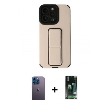 MARSİLYAN™- iPhone 13 Pro Max Kılıf Çekirdek Yansıma - Şeffaf 360 Full Body Arka Koruyucu + Neon Fosforlu Kamera Lens - MI
