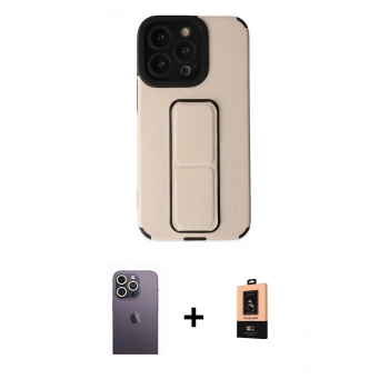 MARSİLYAN™- iPhone 13 Pro Max Kılıf Çekirdek Yansıma - Şeffaf Maxco Cam Ekran Koruyucu + Neon Fosforlu Kamera Lens - BZ