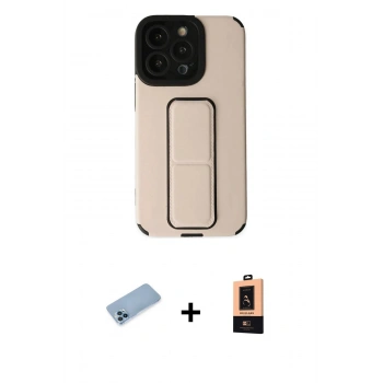 MARSİLYAN™- iPhone 13 Pro Max Kılıf Çekirdek Yansıma - Şeffaf Maxco Cam Ekran Koruyucu + Shine Kamera Lens Koruma Cam - MI