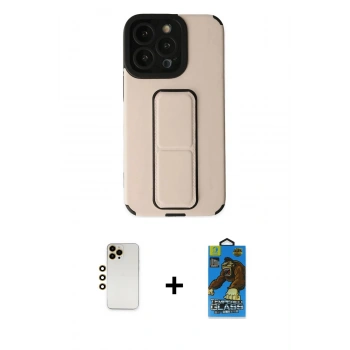 MARSİLYAN™- iPhone 13 Pro Max Kılıf Çekirdek Yansıma - Siyah 18D Cam Ekran Koruyucu + Shine Kamera Lens - GD