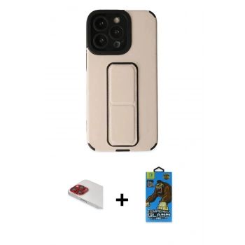 MARSİLYAN™- iPhone 13 Pro Max Kılıf Çekirdek Yansıma - Siyah 18D Cam Ekran Koruyucu + Pers Alüminyum Kamera Lens - KI
