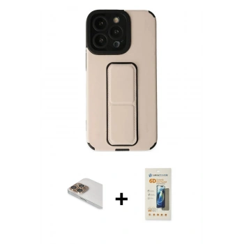MARSİLYAN™- iPhone 13 Pro Max Kılıf Çekirdek Yansıma - Siyah 6D Mat Seramik Hayalet Nano Ekran Koruyucu + Pers Alüminyum Kamera Lens - GD