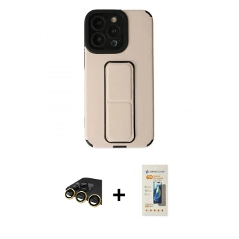 MARSİLYAN™- iPhone 13 Pro Max Kılıf Çekirdek Yansıma - Siyah 6D Mat Seramik Hayalet Nano Ekran Koruyucu + Raze Metal Kamera Lens - GD