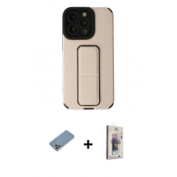 MARSİLYAN™- iPhone 13 Pro Max Kılıf Çekirdek Yansıma - Siyah Bilvis 3D Cam Ekran Koruyucu + Shine Kamera Lens Koruma Cam - GI