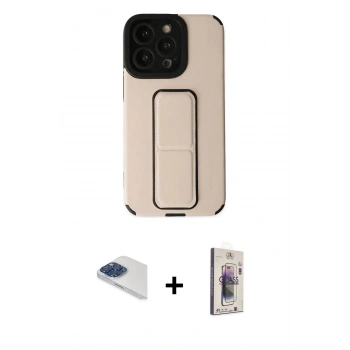 MARSİLYAN™- iPhone 13 Pro Max Kılıf Çekirdek Yansıma - Siyah Bilvis 3D Cam Ekran Koruyucu + Pers Alüminyum Kamera Lens - LT
