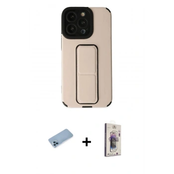 MARSİLYAN™- iPhone 13 Pro Max Kılıf Çekirdek Yansıma - Siyah Bilvis 3D Cam Ekran Koruyucu + Shine Kamera Lens Koruma Cam - MI