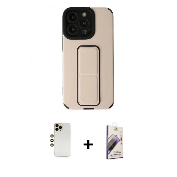 MARSİLYAN™- iPhone 13 Pro Max Kılıf Çekirdek Yansıma - Siyah Bilvis 3D Mat Cam Ekran Koruyucu + Shine Kamera Lens - GD