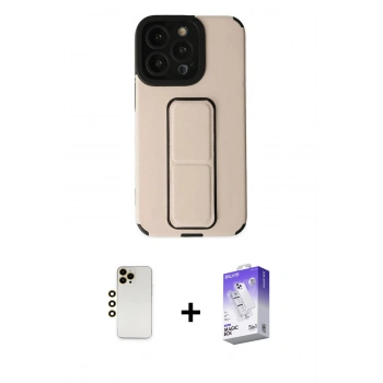 MARSİLYAN™- iPhone 13 Pro Max Kılıf Çekirdek Yansıma - Siyah Bilvis 5in1 3D Magic Cam Ekran Koruyucu + Shine Kamera Lens - GD