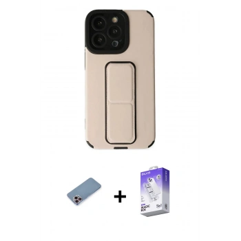 MARSİLYAN™- iPhone 13 Pro Max Kılıf Çekirdek Yansıma - Siyah Bilvis 5in1 3D Magic Cam Ekran Koruyucu + Shine Kamera Lens Koruma Cam - PE