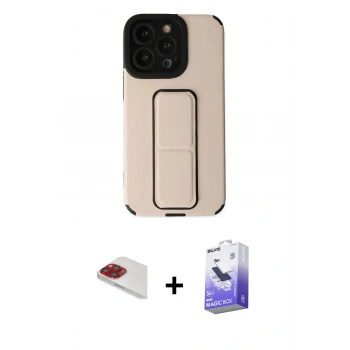 MARSİLYAN™- iPhone 13 Pro Max Kılıf Çekirdek Yansıma - Siyah Bilvis 5in1 5D Magic Hayalet Cam Ekran Koruyucu + Pers Alüminyum Kamera Lens - KI