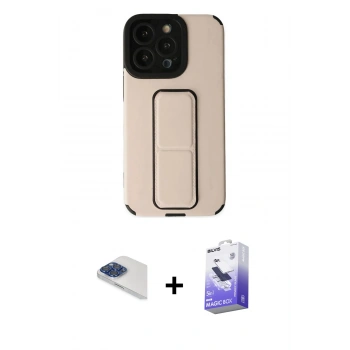 MARSİLYAN™- iPhone 13 Pro Max Kılıf Çekirdek Yansıma - Siyah Bilvis 5in1 5D Magic Hayalet Cam Ekran Koruyucu + Pers Alüminyum Kamera Lens - LT