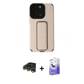 MARSİLYAN™- iPhone 13 Pro Max Kılıf Çekirdek Yansıma - Siyah Bilvis 5in1 5D Magic Hayalet Cam Ekran Koruyucu + Raze Metal Kamera Lens - GD