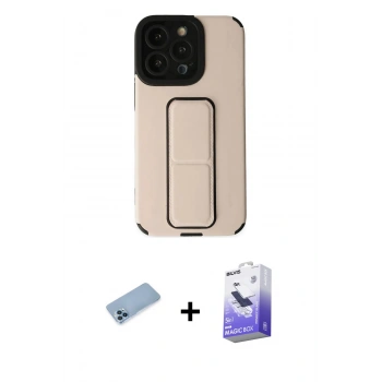 MARSİLYAN™- iPhone 13 Pro Max Kılıf Çekirdek Yansıma - Siyah Bilvis 5in1 5D Magic Hayalet Cam Ekran Koruyucu + Shine Kamera Lens Koruma Cam - MI