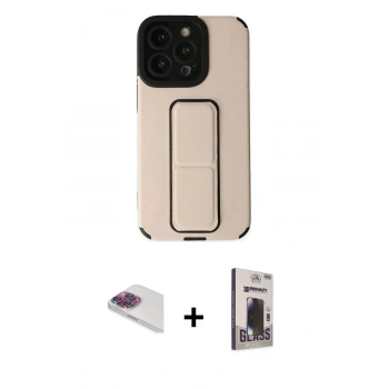 MARSİLYAN™- iPhone 13 Pro Max Kılıf Çekirdek Yansıma - Siyah Bilvis Hayalet Cam Ekran Koruyucu + Pers Alüminyum Kamera Lens - GI