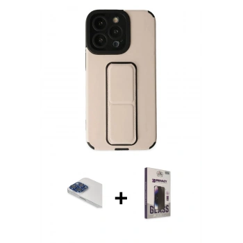 MARSİLYAN™- iPhone 13 Pro Max Kılıf Çekirdek Yansıma - Siyah Bilvis Hayalet Cam Ekran Koruyucu + Pers Alüminyum Kamera Lens - LT